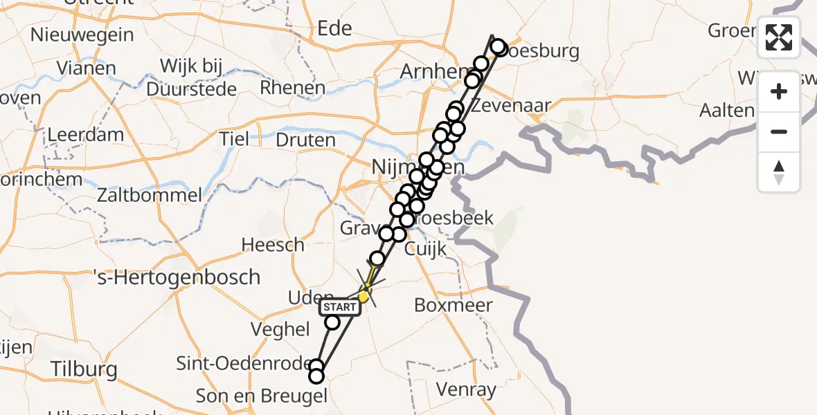 Routekaart van de vlucht: Lifeliner 3 naar Mill