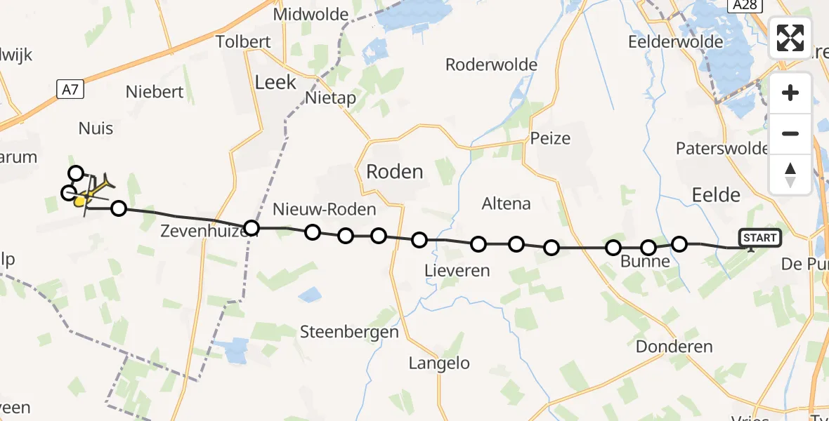 Routekaart van de vlucht: Lifeliner 4 naar Nuis