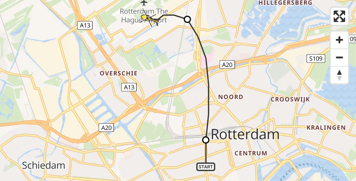 Routekaart van de vlucht: Lifeliner 2 naar Rotterdam The Hague Airport