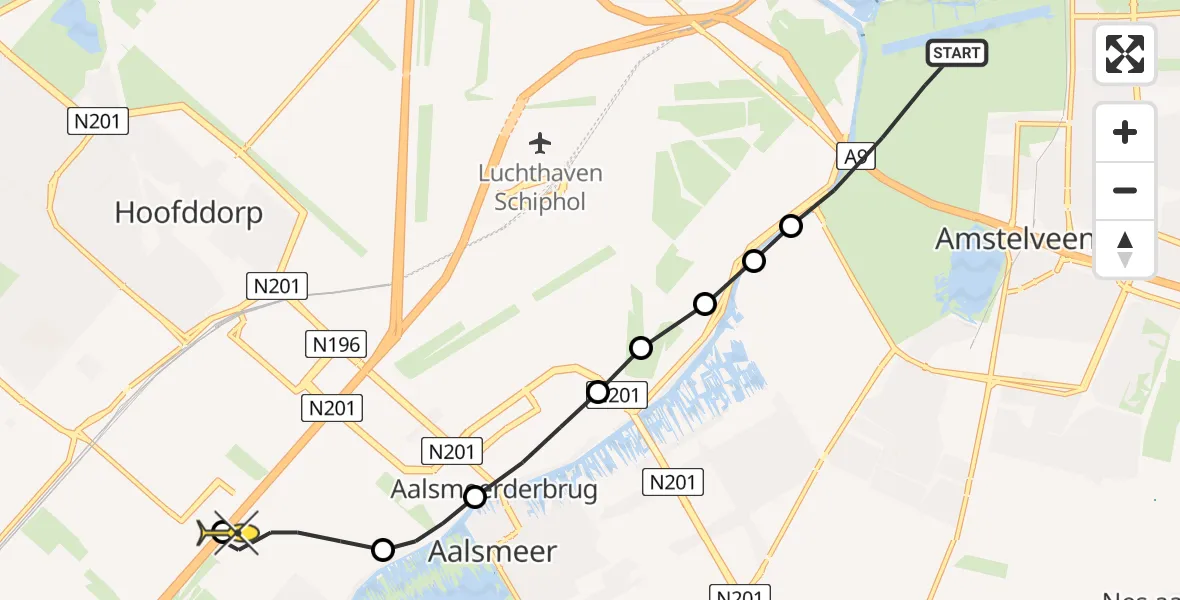 Routekaart van de vlucht: Lifeliner 1 naar Rijsenhout