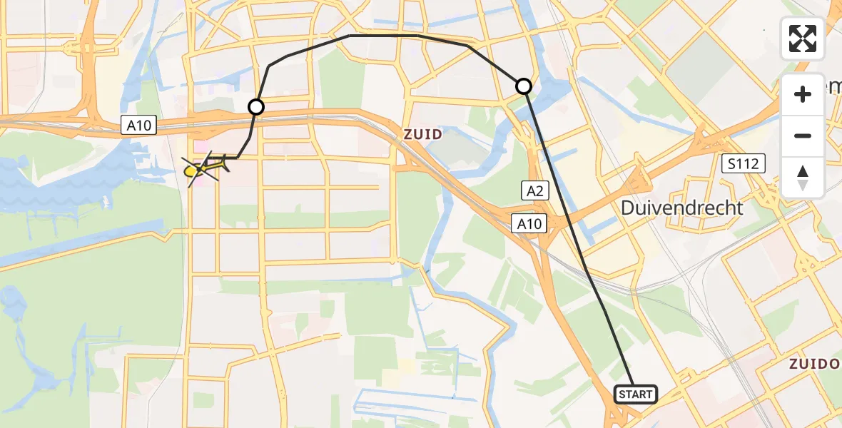 Routekaart van de vlucht: Lifeliner 1 naar VU Medisch Centrum Amsterdam