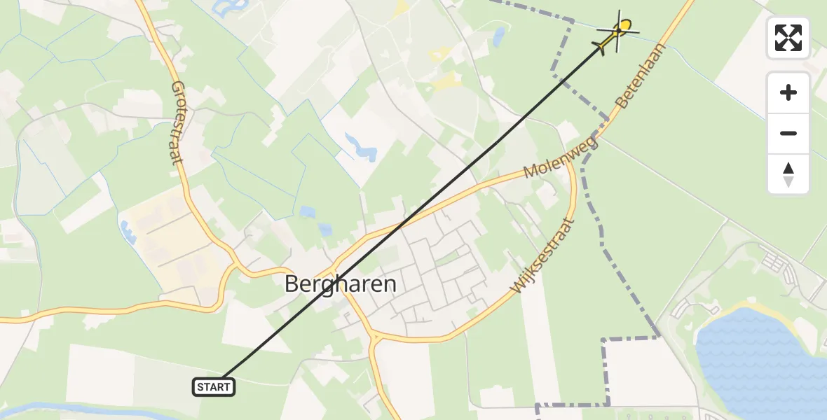 Routekaart van de vlucht: Traumaheli naar Winssen