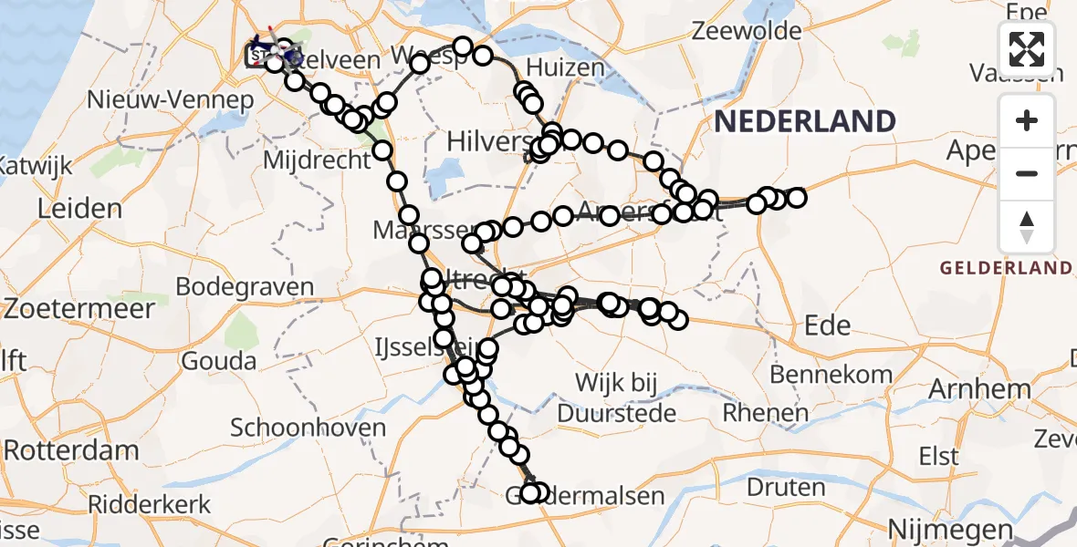 Vluchtroute Politiehelikopter van Schiphol naar Schiphol