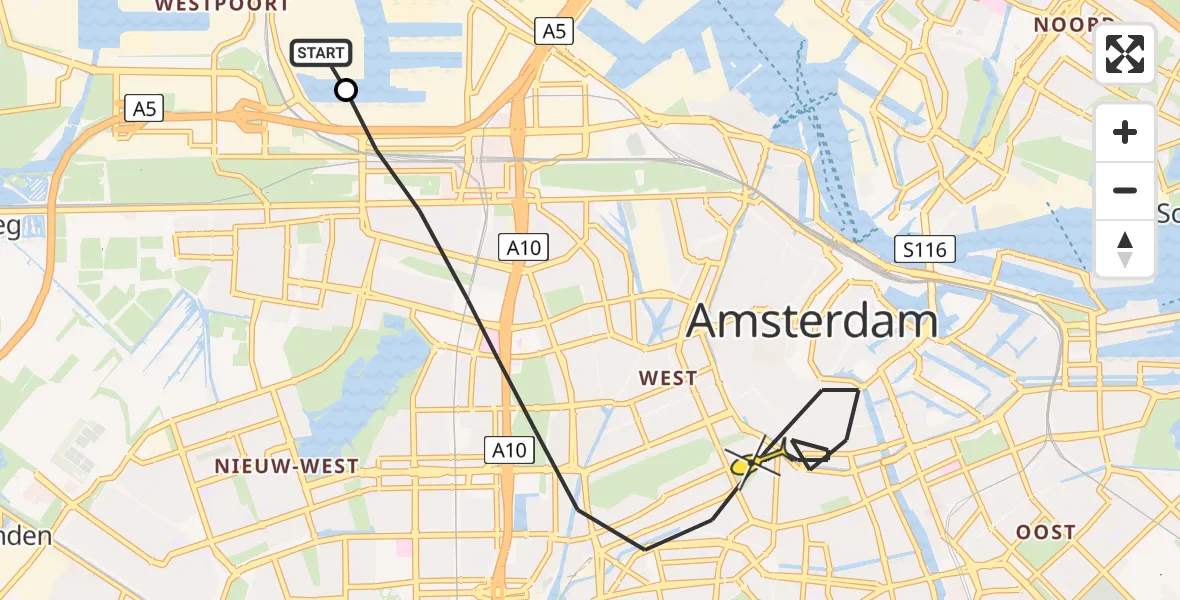 Routekaart van de vlucht: Lifeliner 1 naar Amsterdam