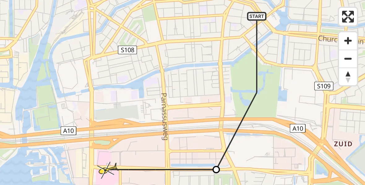 Routekaart van de vlucht: Lifeliner 1 naar VU Medisch Centrum Amsterdam