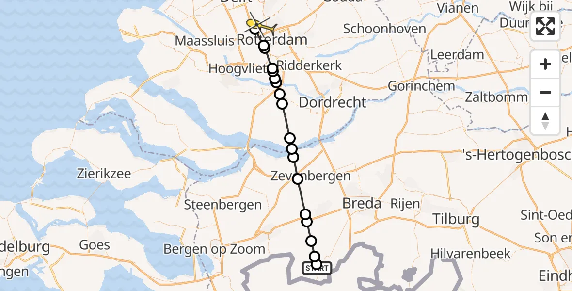 Routekaart van de vlucht: Lifeliner 2 naar Rotterdam The Hague Airport