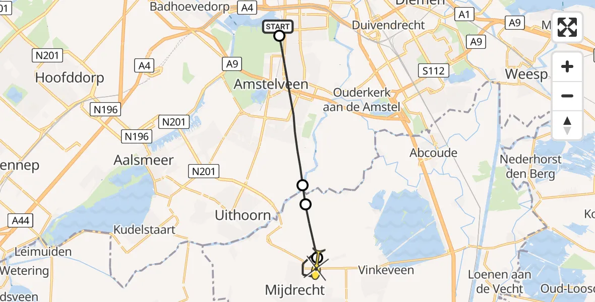 Routekaart van de vlucht: Lifeliner 1 naar Mijdrecht