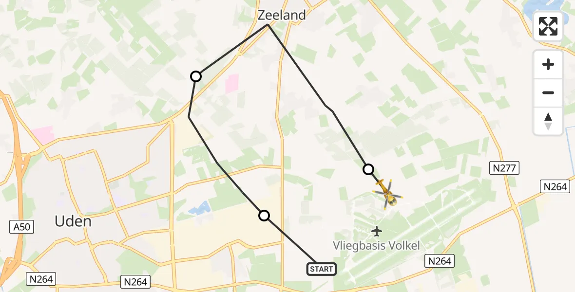 Vluchtroute Traumahelikopter Vliegbasis Volkel - Vliegbasis Volkel, 07 mei 2022, 01:21