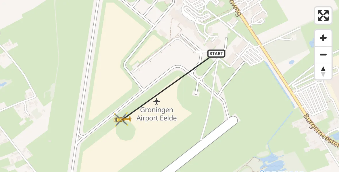 Vluchtroute Traumahelikopter Groningen Airport Eelde - Groningen Airport Eelde, 07 mei 2022, 10:33