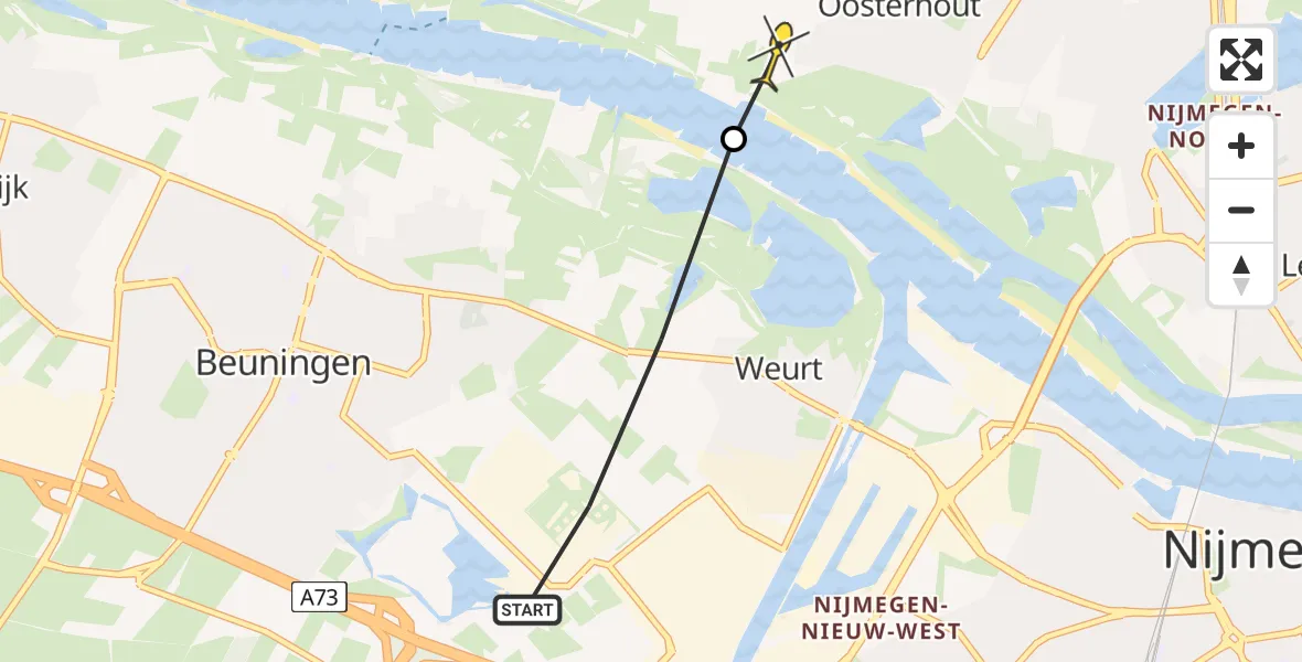 Routekaart van de vlucht: Lifeliner 3 naar Oosterhout