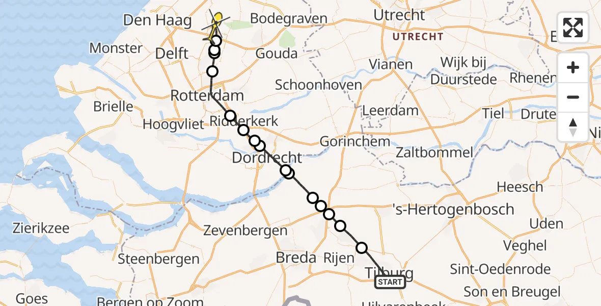 Routekaart van de vlucht: Lifeliner 2 naar Zoetermeer