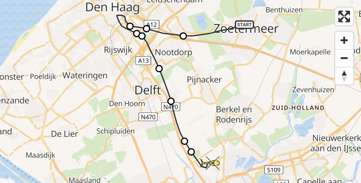 Routekaart van de vlucht: Lifeliner 2 naar Rotterdam The Hague Airport