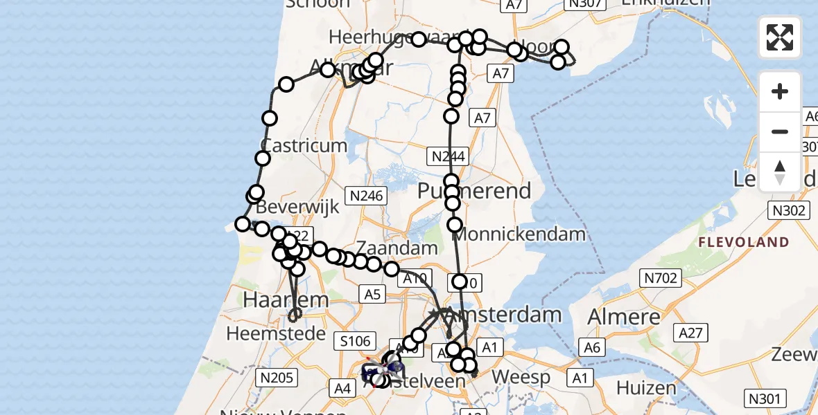 Vluchtroute Politiehelikopter van Schiphol naar Schiphol