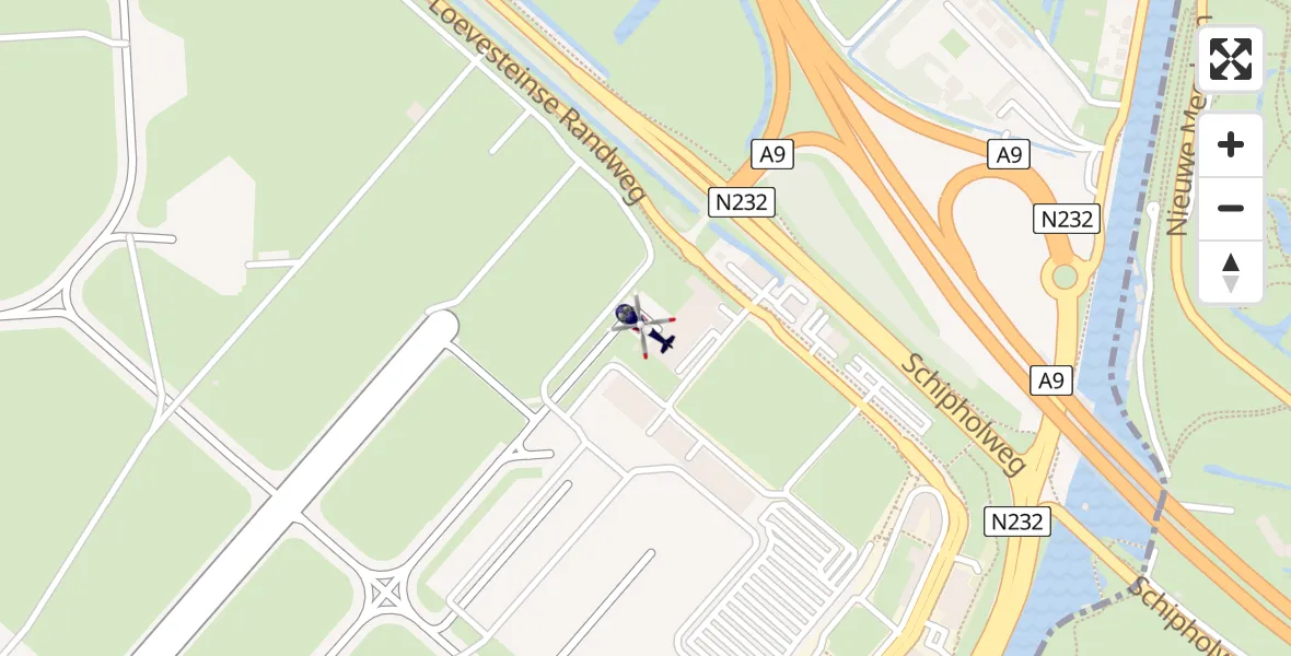 Vluchtroute Politiehelikopter van Schiphol naar Schiphol