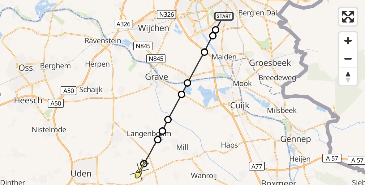 Routekaart van de vlucht: Lifeliner 3 naar Volkel