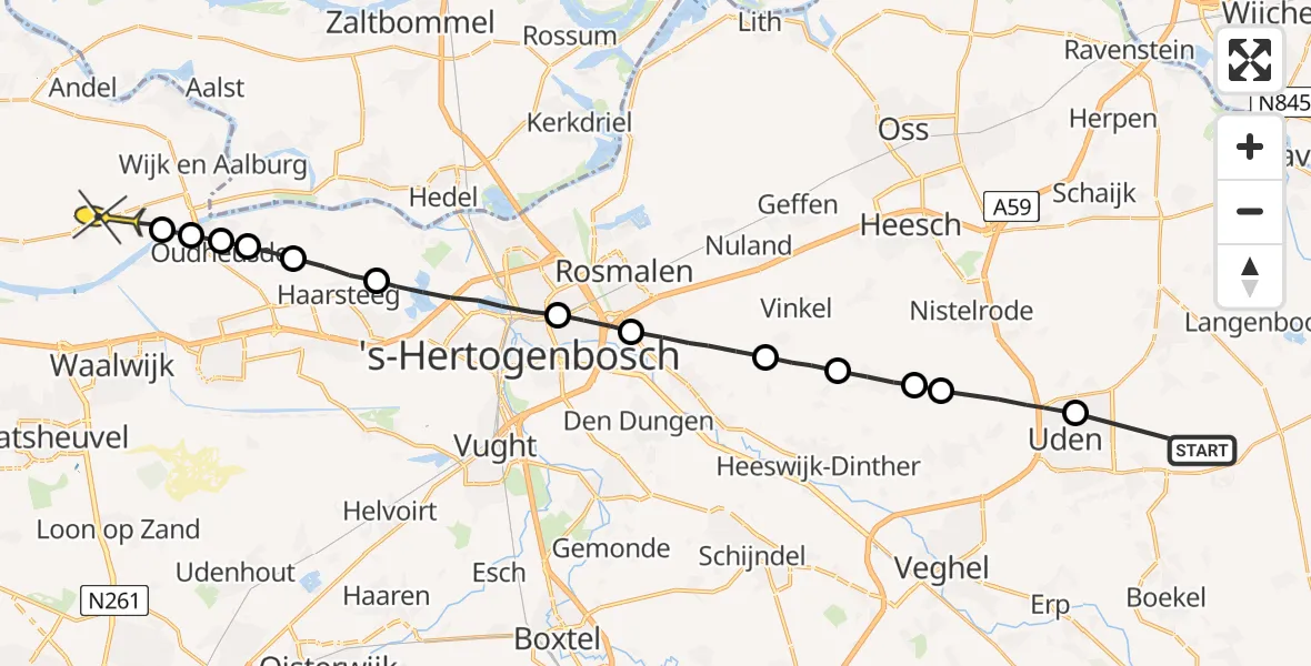 Routekaart van de vlucht: Lifeliner 3 naar Eethen