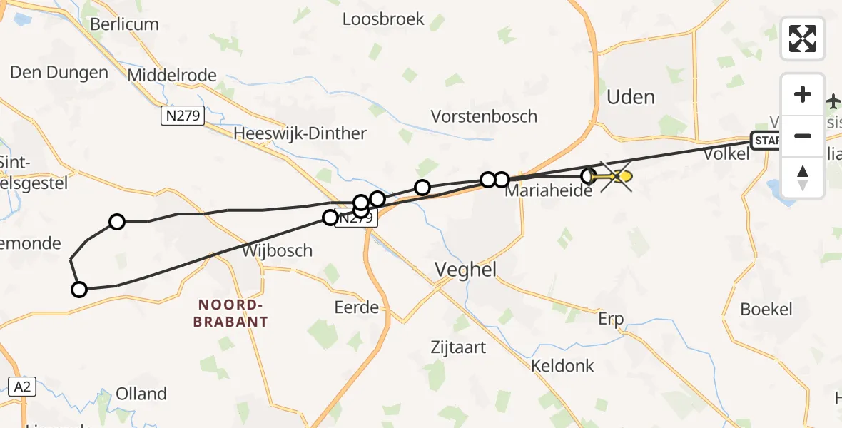 Routekaart van de vlucht: Lifeliner 3 naar Uden