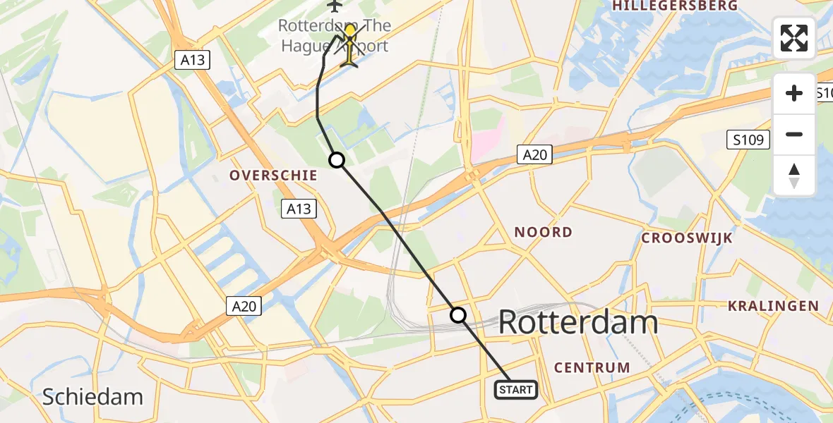 Routekaart van de vlucht: Lifeliner 2 naar Rotterdam The Hague Airport