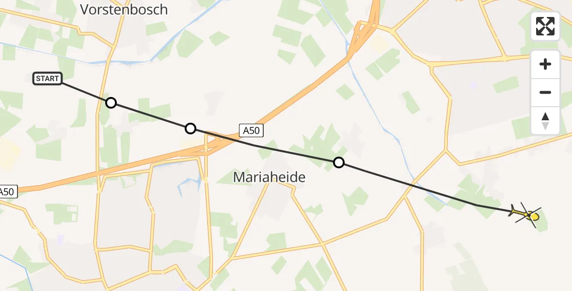 Routekaart van de vlucht: Lifeliner 3 naar Uden