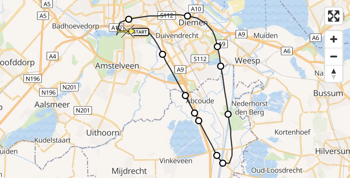 Routekaart van de vlucht: Lifeliner 1 naar VU Medisch Centrum Amsterdam