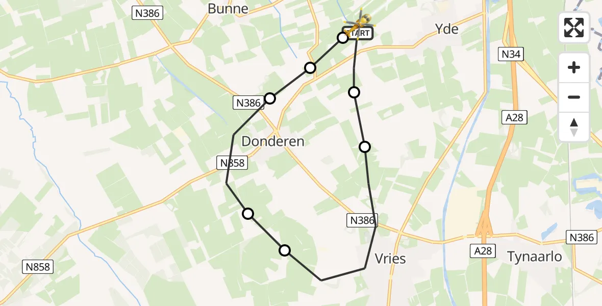 Vluchtroute Traumahelikopter Groningen Airport Eelde - Groningen Airport Eelde, 08 mei 2022, 14:46