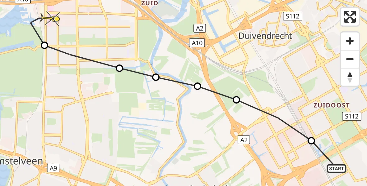 Routekaart van de vlucht: Lifeliner 1 naar VU Medisch Centrum Amsterdam