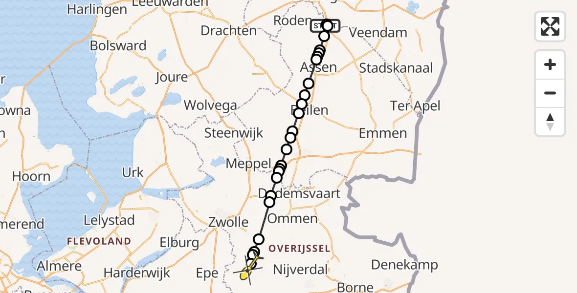 Routekaart van de vlucht: Lifeliner 4 naar Broekland