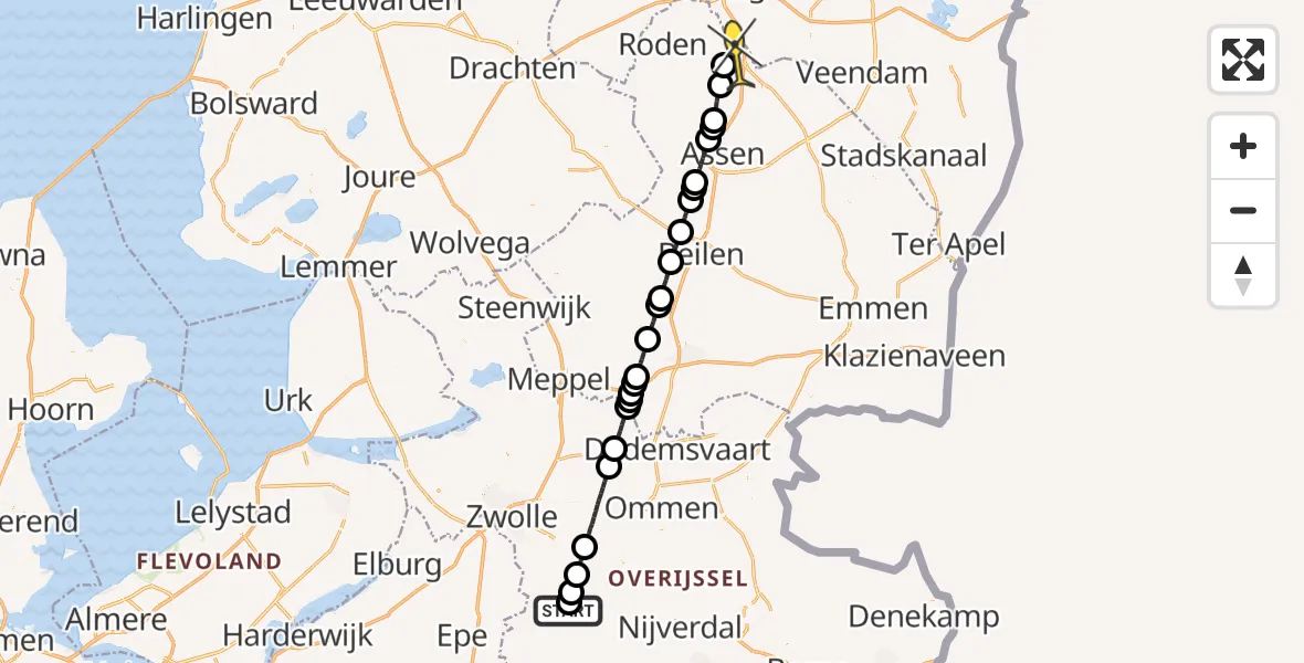 Routekaart van de vlucht: Lifeliner 4 naar Groningen Airport Eelde