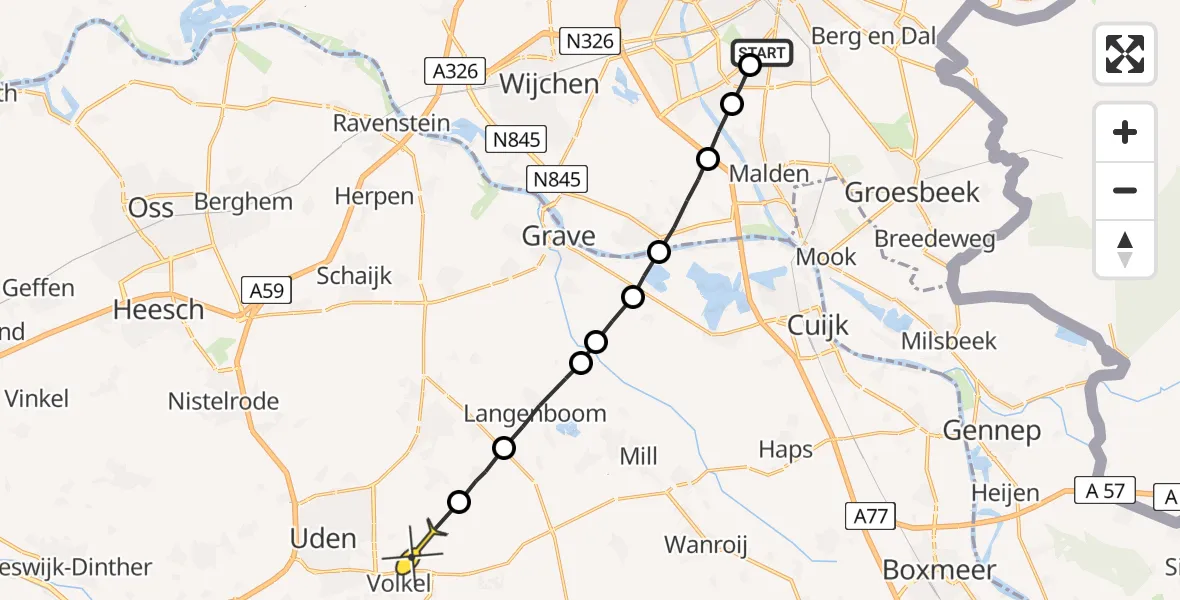 Routekaart van de vlucht: Lifeliner 3 naar Uden