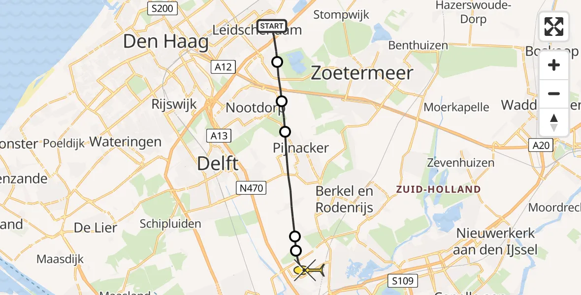 Routekaart van de vlucht: Lifeliner 2 naar Rotterdam The Hague Airport