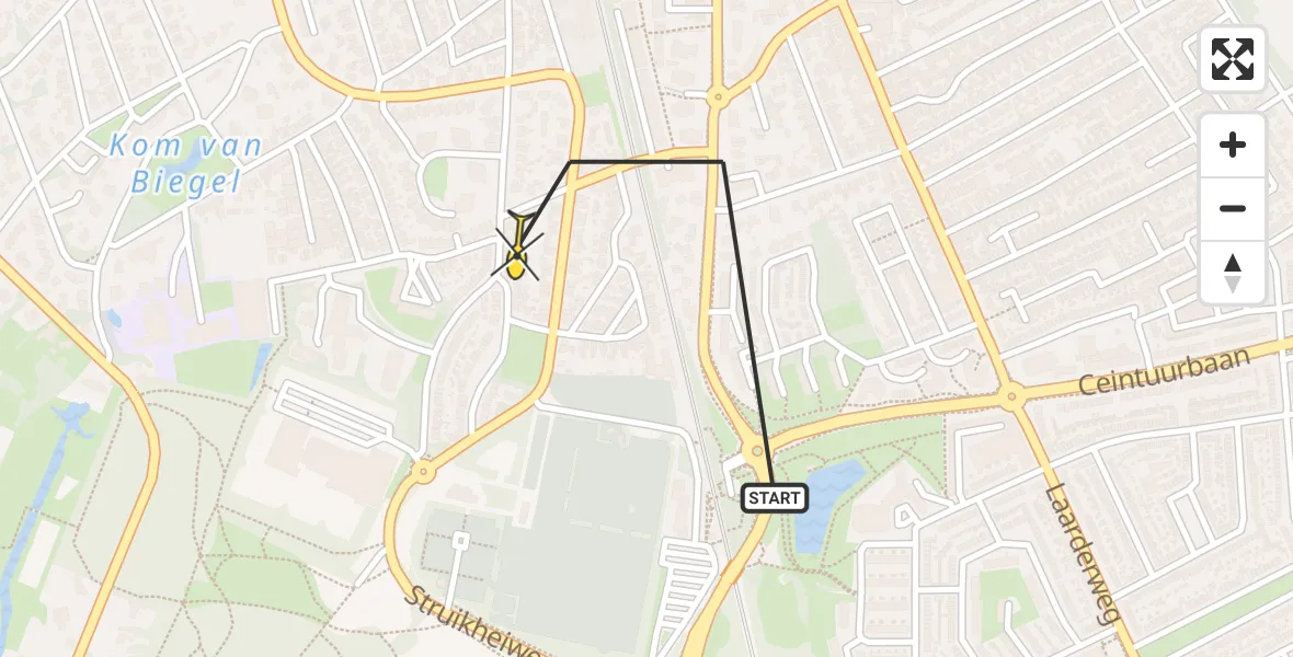 Routekaart van de vlucht: Lifeliner 1 naar Bussum