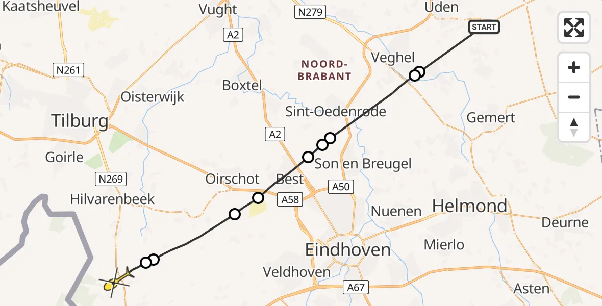 Routekaart van de vlucht: Lifeliner 3 naar Lage Mierde