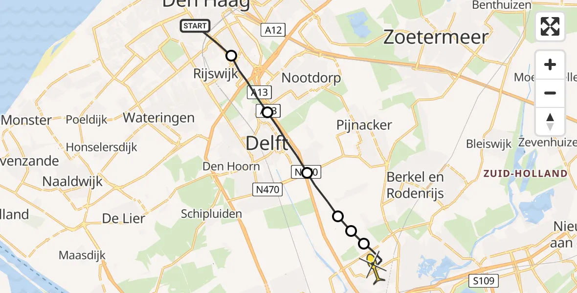 Routekaart van de vlucht: Lifeliner 2 naar Rotterdam The Hague Airport