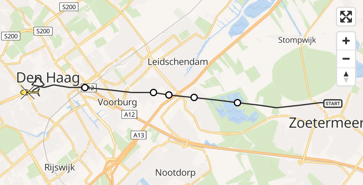 Routekaart van de vlucht: Lifeliner 2 naar Den Haag