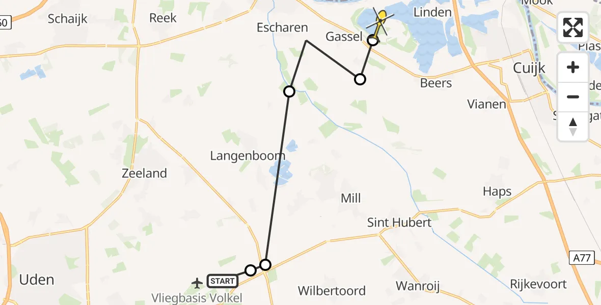 Routekaart van de vlucht: Lifeliner 3 naar Linden