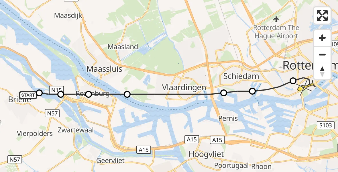 Routekaart van de vlucht: Lifeliner 2 naar Erasmus MC