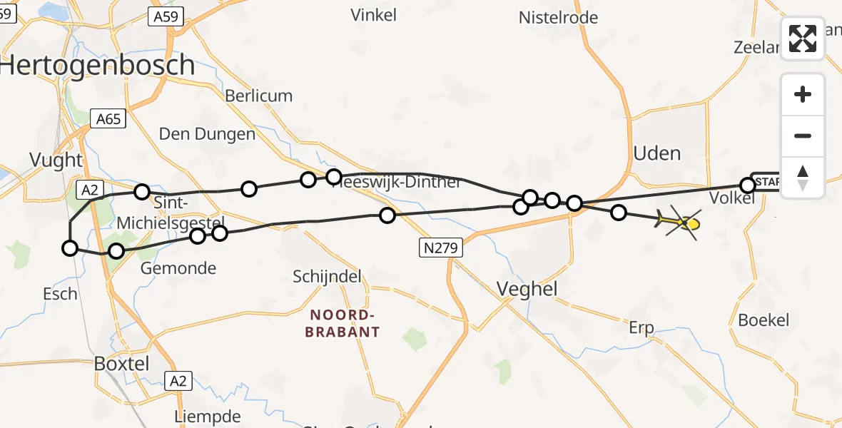 Routekaart van de vlucht: Lifeliner 3 naar Uden