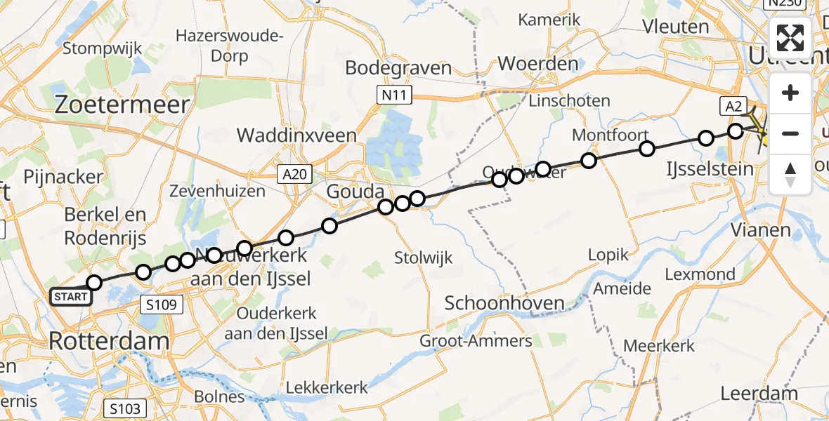 Routekaart van de vlucht: Lifeliner 2 naar Nieuwegein