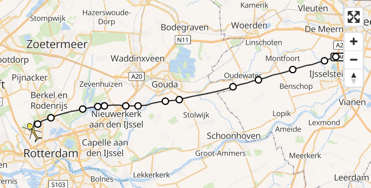 Routekaart van de vlucht: Lifeliner 2 naar Rotterdam The Hague Airport