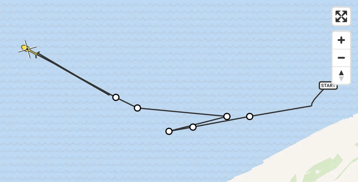 Routekaart van de vlucht: Ambulanceheli naar Oosterend