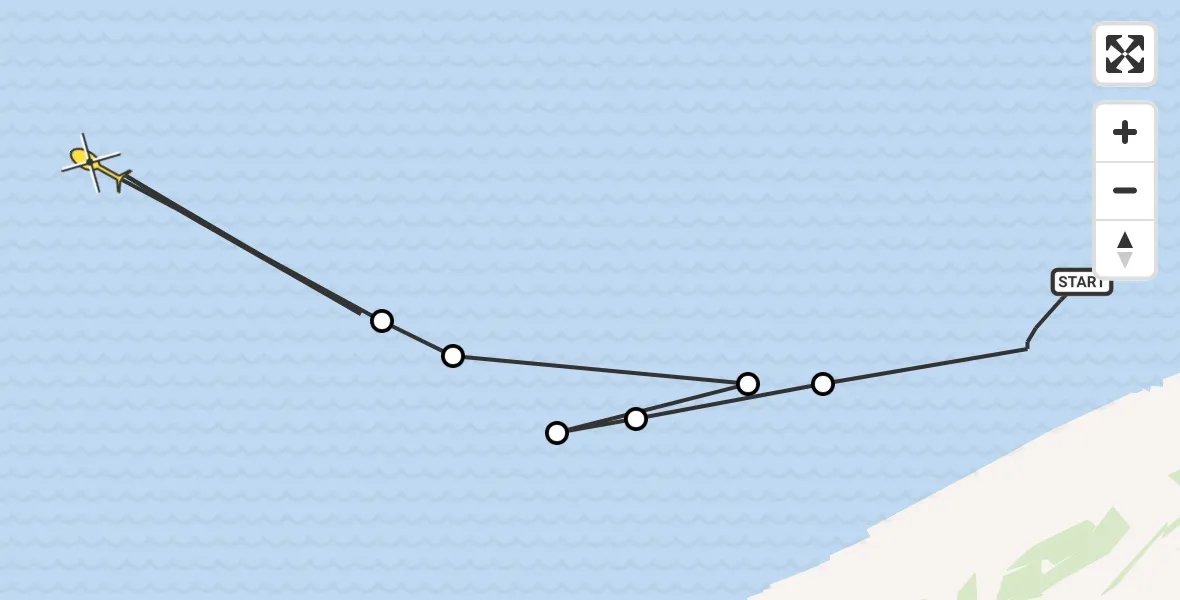 Routekaart van de vlucht: Ambulancehelikopter naar Oosterend