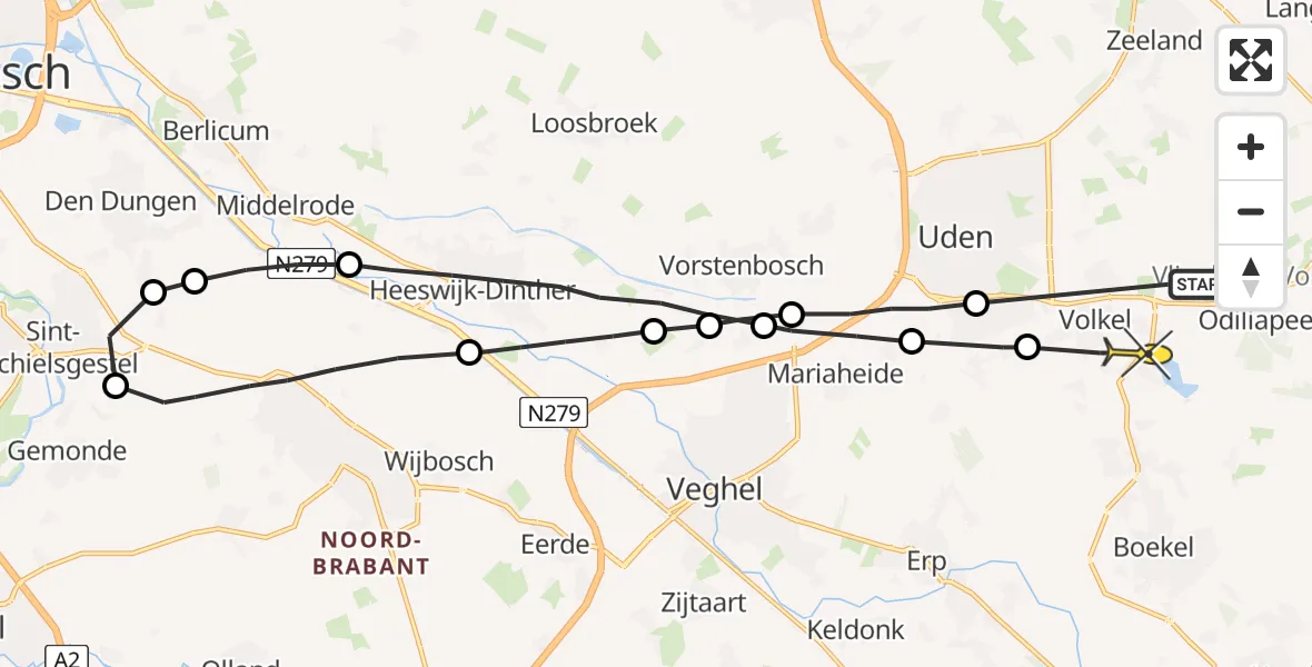 Routekaart van de vlucht: Lifeliner 3 naar Volkel