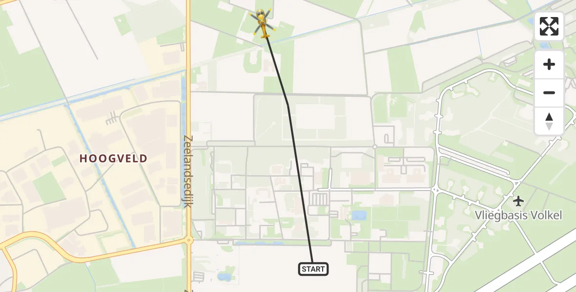 Vluchtroute Traumahelikopter Vliegbasis Volkel - Vliegbasis Volkel, 10 mei 2022, 10:18