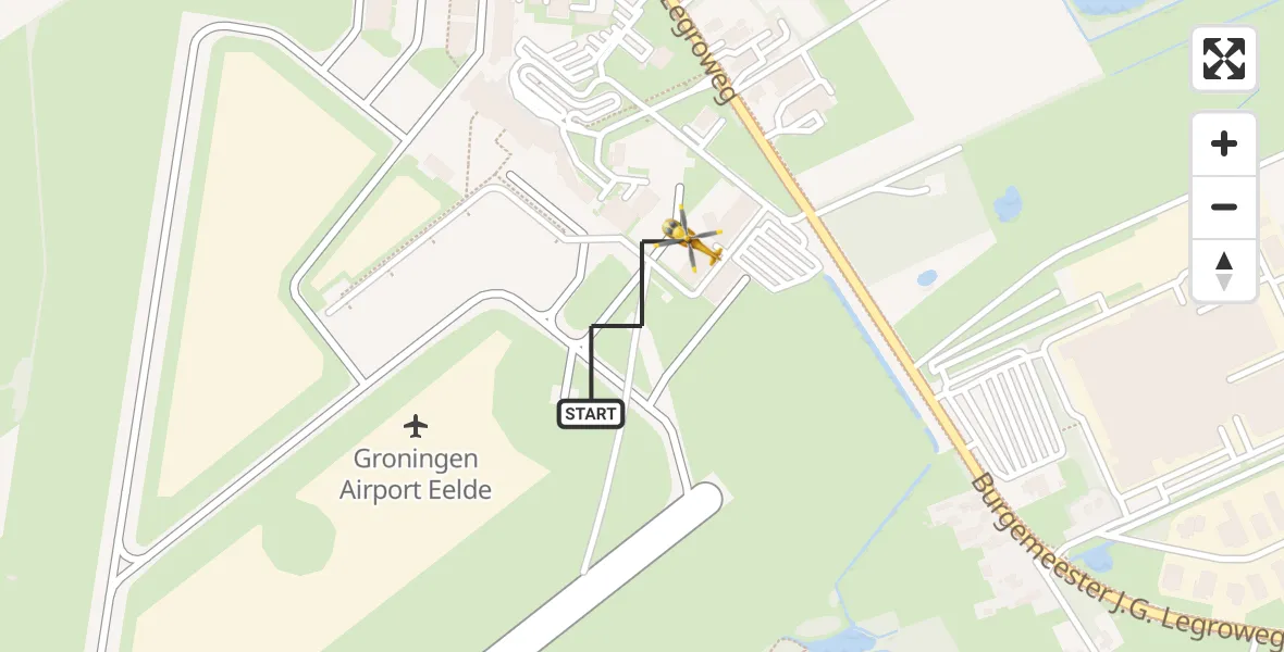 Vluchtroute Traumahelikopter Groningen Airport Eelde - Groningen Airport Eelde, 10 mei 2022, 10:45