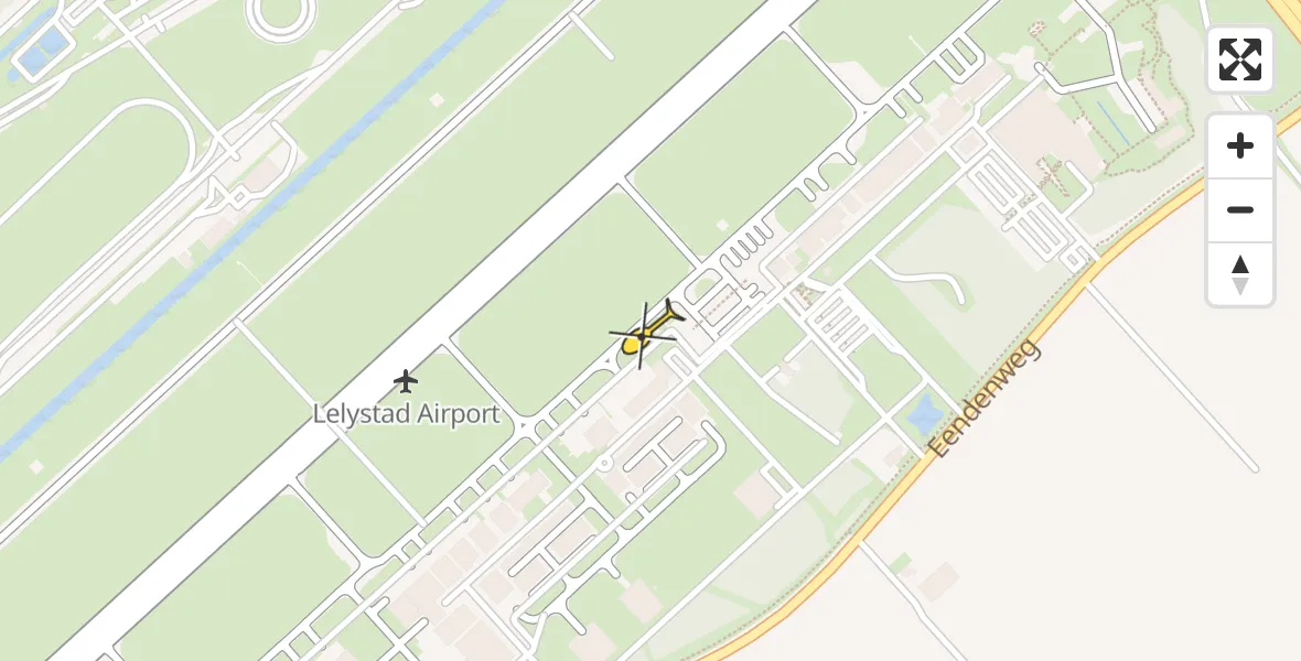 Vluchtroute Traumahelikopter van Lelystad Airport naar Lelystad Airport