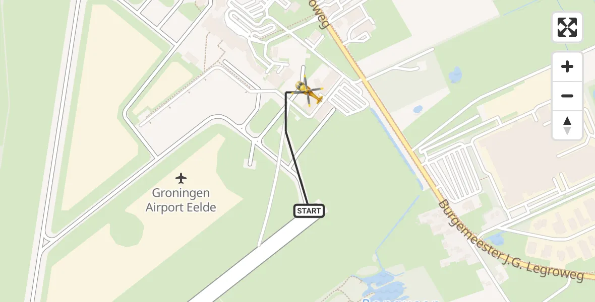 Vluchtroute Traumahelikopter Groningen Airport Eelde - Groningen Airport Eelde, 10 mei 2022, 14:24