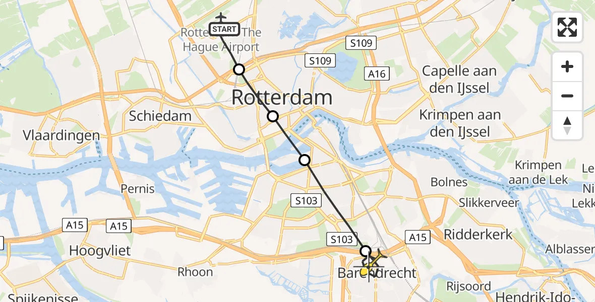 Routekaart van de vlucht: Lifeliner 2 naar Barendrecht