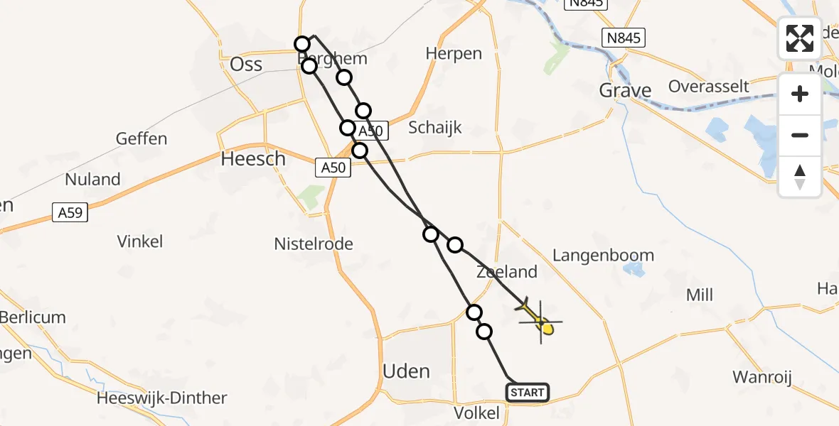 Routekaart van de vlucht: Lifeliner 3 naar Zeeland