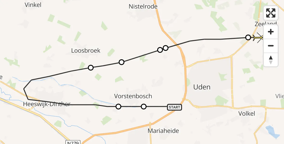 Routekaart van de vlucht: Lifeliner 3 naar Zeeland