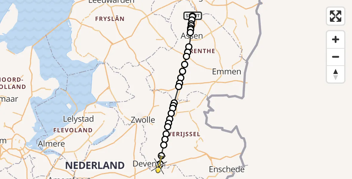 Routekaart van de vlucht: Lifeliner 4 naar Deventer